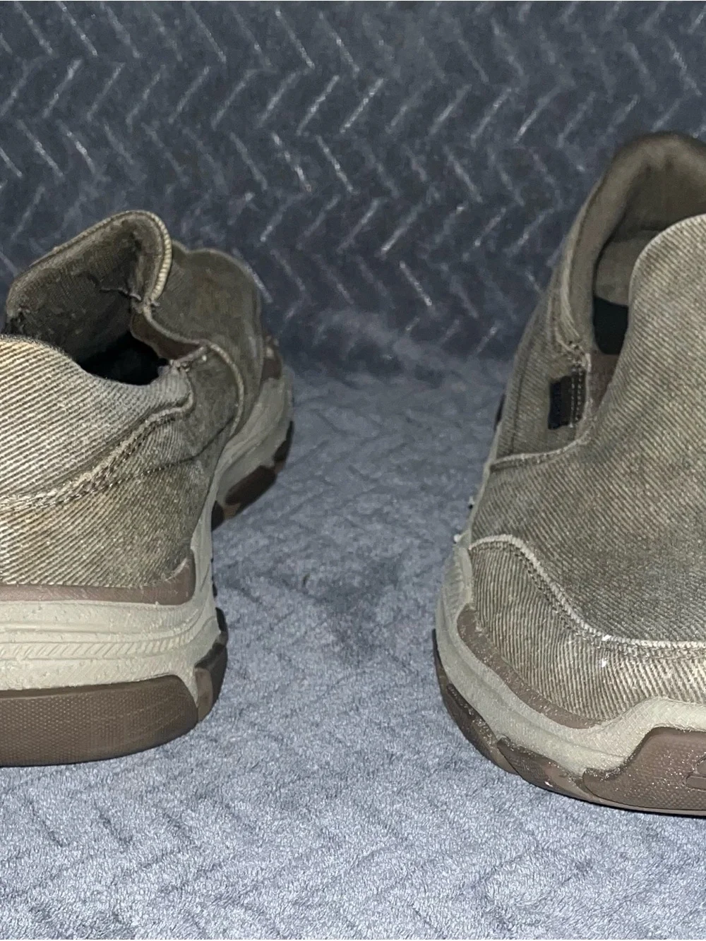 Skechers Men's Slip-On Canvas Loafers in Taupe/Brown